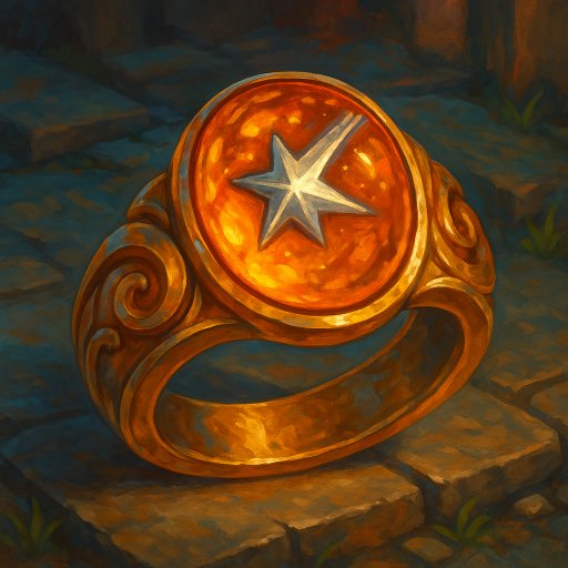 Bague d'ambre contenant une étoile filante