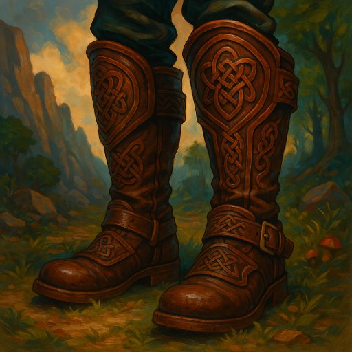 Bottes en cuir ornées de motifs celtiques