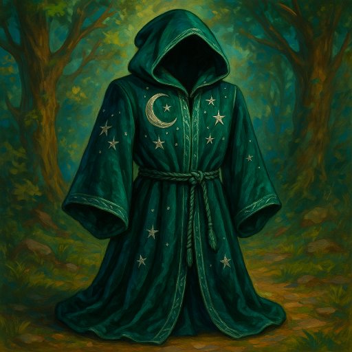 robe de sorcier Émeraude avec des motifs de lune et d'Étoiles